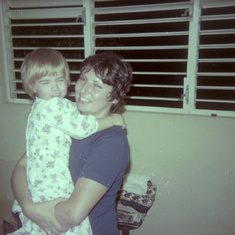 Mom and Angela, probably very late 1975 at 9 Bridgemount Dr., Kingston JA.