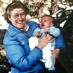 Mimi with one of her many grandchildren 