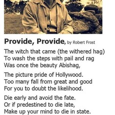Provide, Provide, by Robert Frost
