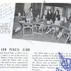 Alma Otley in Brush & Pencil Club photo from 1945 Radnor High School yearbook