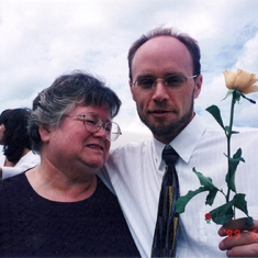 Dan and Aunt Fay at Dad's funeral