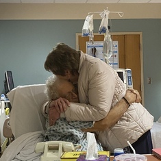 Mom and Dad hugging in hospital