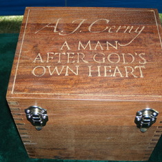 Custom box made by the sons, Roy and Paul.