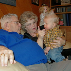 Al, Janet, and great-grandson Gavin Alton Cleveland, Christmas 2002