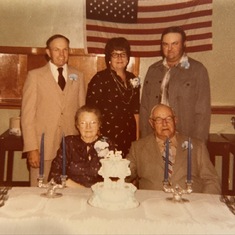 Celebrating parents Anton and Selma's 45 wedding anniversary Alvin, RoseMarie and Larry