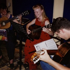 Amanda, Tronel en Willem - rehearsing for wedding... 2001?