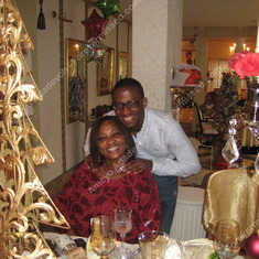 Aunty Ameyo and her son Bankole at the Cardoso Family annual Christmas dinner 2011.