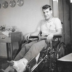 1962 GO CART ACCIDENT.  AMOS WAS IN A CAST FOR 6 MONTHS.