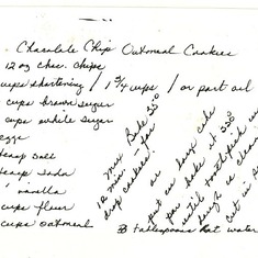 Recipe from Grandma's Oatmeal Chocolate Chip Cookies - They were great right out of the oven, and from the cookie can, and from the freezer. She would often have a cookie can in the freezer full and ready for our visits. They were usually quite crisp. (Th