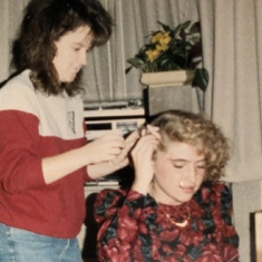 Amy was always willing to help, even when it came to over-permed 80s hair!