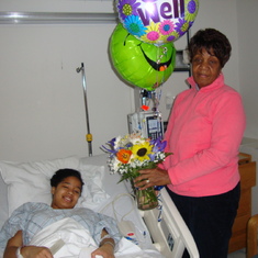 Mamie visits with granddaughter, Dominique in White Plains hospital 2011