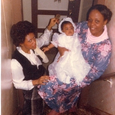 Jen, baby Rene on the day she was christened at First Assembly of God & Mamie