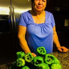 Mom loved her backyard garden. She had the greenest thumb. She could make any seed sprout or yield blooms. This was her bell pepper harvest from her raised garden beds.