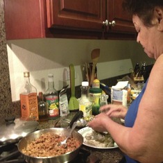 Mom was a beast in the kitchen. She cooked with so much love and energy. She made the best chile rellenos ever.