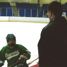 Andrea with Coach Salty for Hockey Club Team at BSU