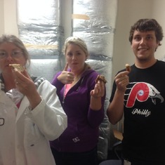 10/14 Julie, Steffenie & Andrew eating bakery bread at work