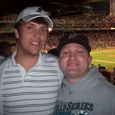 Andrew and Rob watching the Marlins at Fenway Park