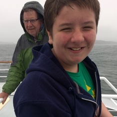 Dad and Zack freezing to death while whale watching in August 2014