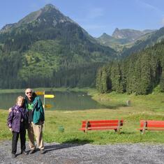 Andrew with Rösli Burkhalter near lake Voralpsee in Switzerland