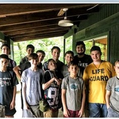 been shared the bunk w/ Andrew on top bunk. Ben gave me this cabin group pix from Coleman 2017