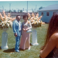 Pauline and Nando Jimenez at Jake and suzie's wedding 1974