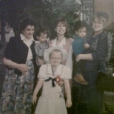 This was my confirmation day in 1993, in this is my nana, myself in the sailor dress, my mum (Anne),  my aunty Sharon, 2 of my cousins Adam & Yasmin xxxxxx