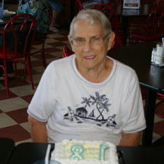 Anita and her cake on her 81st birthday