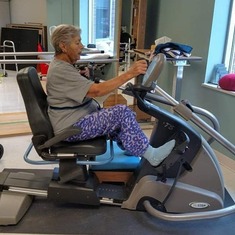 MOM WORKING ON GETTING HER STRENGTH IN THE LEGS