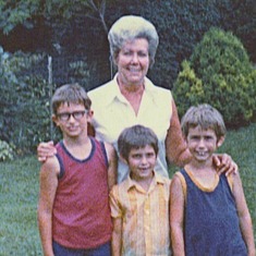 Anna with Francene's kids, Gary, Robert and Frank Michael, 1974