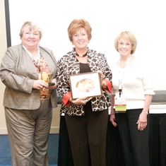 Doni Bird and Linda Miles presenting Anna with the Hazel O. Torres Excellence in Education Award, CADAT 2010