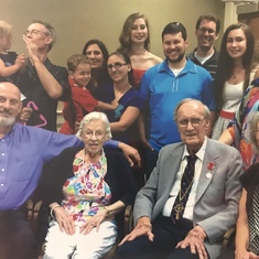 Anne and Kjell on their 65th wedding anniversary with almost all of their kids and grandkids and great-grandkids.