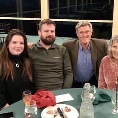 Thanksgiving dinner, 2019, with Sabrina, Dylan, Jay, and Anne