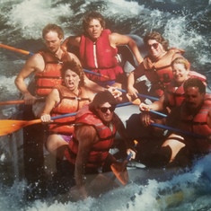 Rafting on the South Fork of the American River.  Anne (top right), Jay (bottom left)