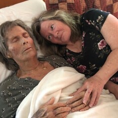 Anne with devoted sister Kathy, just moments before Anne's final journey.