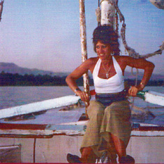 Annette rowing on the Nile in Egypt - EWB