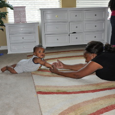 Teaching Juston how to crawl.♥️