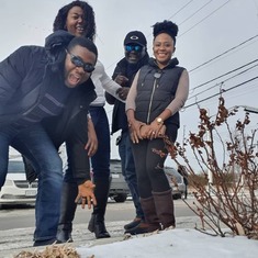 Obekpa, Esther, Tony and Kyola on a road trip to Montreal, 2019