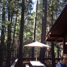 Tony's happy place, Yosemite, with Joyce on the porch