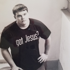Anthony's senior picture.  I like his choice of shirts.  Got Jesus?