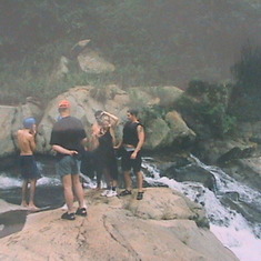 Tugela White Water Rafting, Bum-sliding & Abseiling.  This was the start of the bum-sliding - April 2000
