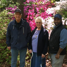 Seeing Azelias at Nat'l Arboretum April 23, 2021 [L] Anthony Martinez [C] Sr. Francesca [R] Br. Saud