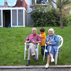 Anton and Marina's visit to Andrea's home in Arlington, MA 2004, with Andrea's son, Benjamin