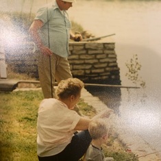 Grandparents fishing with Peter in Texas