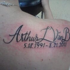 Shelby's memorial tattoo - she later added wings to it.