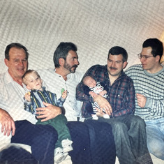 Arthur with his sons and grandsons Christmas 1997