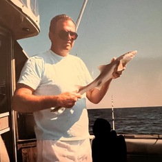 Art fishing on his boat at the Jersey Shore.