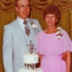 Arvin & Bev at their 25th wedding anniversary celebration in hometown Grenora, ND (1978).
