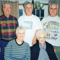 Siblings Arvin, Alden, Charles (Chuck) & Karen, with their mother, Hazel.