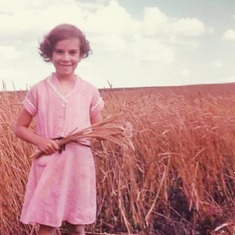 Sister, Karen, in a wheat field.  Perfect North Dakota photo!