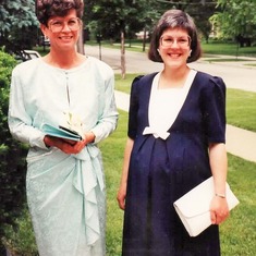 Bev and 8 months pregnant Cindy (June 1989).  No one would polka with Cindy - they were afraid she'd pop.